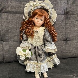 Collectible Doll Elegant Victorian Doll with Red Hair
